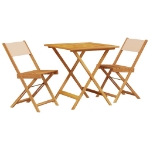 Set da Bistrot 3pz Beige in Tessuto e Legno Massello