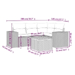 Set Divano da Giardino 5 pz con Cuscini Grigio in Polyrattan