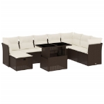 Set Divani da Giardino 9pz con Cuscini Marrone in Polyrattan