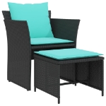 Poltrona da Giardino con Poggiapiedi in Polyrattan Nero