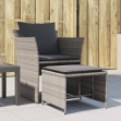 Poltrona da Giardino con Poggiapiedi Grigia in Polyrattan