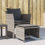 Poltrona da Giardino con Poggiapiedi Grigia in Polyrattan