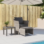 Poltrona da Giardino con Poggiapiedi Grigia in Polyrattan