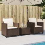 Set Bistrò 3 pz con Cuscini Marrone in Polyrattan