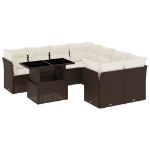 Set Divani da Giardino 9pz con Cuscini Marrone in Polyrattan