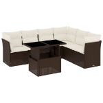 Set Divani da Giardino 7 pz con Cuscini Marrone in Polyrattan