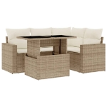 Set Divano da Giardino 5 pz con Cuscini Beige in Polyrattan