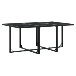 Set da Pranzo da Giardino 7 pz con Cuscini Nero in Textilene