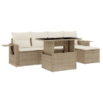 Set Divano da Giardino 6 pz con Cuscini Beige in Polyrattan