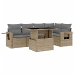 Set Divano da Giardino 6 pz con Cuscini Beige in Polyrattan