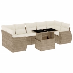 Set Divano da Giardino 8 pz con Cuscini Beige in Polyrattan