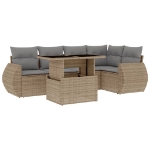 Set Divano da Giardino 6 pz con Cuscini Beige in Polyrattan