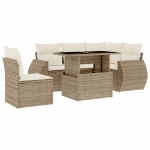 Set Divano da Giardino 6 pz con Cuscini Beige in Polyrattan
