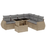 Set Divani da Giardino 7 pz con Cuscini Beige in Polyrattan