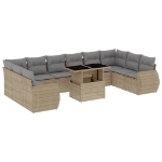 Set Divani da Giardino 11 pz con Cuscini Beige in Polyrattan
