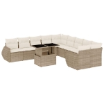 Set Divani da Giardino 11 pz con Cuscini Beige in Polyrattan