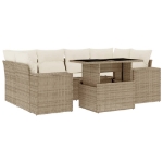 Set Divani da Giardino 7 pz con Cuscini Beige in Polyrattan