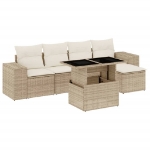 Set Divano da Giardino 6 pz con Cuscini Beige in Polyrattan
