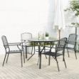 Set Sedie Giardino Impilabili 5pz Antracite Acciaio Verniciato