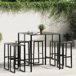 Set Bar da Giardino 7pz Nero in Acciaio Verniciato a Polvere