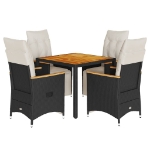 Set Bistrò da Giardino 5 pz con Cuscini in Polyrattan Nero