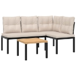 Set Panche Giardino Cuscini 3pz Nero Acciaio Verniciato Polvere