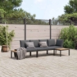 Set Divani da Giardino 3 pz con Cuscini in Alluminio Nero