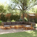 Set Divano da Giardino 11 pz con Cuscini Legno Massello Acacia