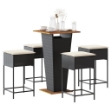 Set Bar da Giardino 5 pz con Cuscini in Polyrattan Nero