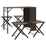 Set da Pranzo da Giardino Pieghevole 5 pz Marrone in Polyrattan