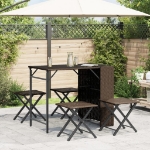 Set da Pranzo da Giardino Pieghevole 5 pz Marrone in Polyrattan