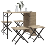 Set da Pranzo da Giardino Pieghevole 5pz Beige in Polyrattan