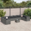 Set Divani da Giardino 11 pz con Cuscini in Polyrattan Grigio