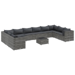 Set Divani da Giardino 11 pz con Cuscini in Polyrattan Grigio