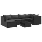 Set Salotto da Giardino con Cuscini 7pz Nero Polyrattan