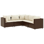 Set Divani da Giardino 5 pz con Cuscini Marrone in Polyrattan