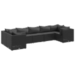 Set Salotto da Giardino con Cuscini 7pz Nero Polyrattan