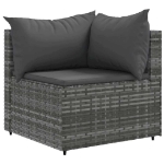 Set Divani da Giardino 6 pz con Cuscini in Polyrattan Grigio