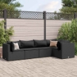 Set Divani da Giardino 5 pz con Cuscini Nero in Polyrattan