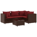 Set Divani da Giardino 5 pz con Cuscini Marrone in Polyrattan