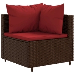 Set Divani da Giardino 5 pz con Cuscini Marrone in Polyrattan