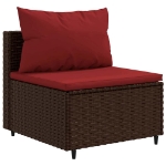 Set Mobili da Giardino 4 pz con Cuscini in Polyrattan Marrone