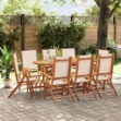 Set Pranzo da Giardino 9pz Legno Massello di Acacia e Textilene