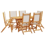 Set Pranzo da Giardino 7pz Legno Massello di Acacia e Textilene