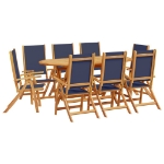 Set Pranzo da Giardino 9pz Legno Massello di Acacia e Textilene