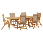 Set Pranzo da Giardino 7pz Legno Massello di Acacia e Textilene