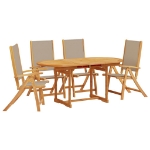 Set Pranzo da Giardino 5pz Legno Massello di Acacia e Textilene