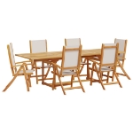 Set Pranzo da Giardino 7pz Legno Massello di Acacia e Textilene