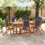 Set Pranzo da Giardino 7pz Legno Massello di Acacia e Textilene