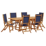 Set Pranzo da Giardino 7pz Legno Massello di Acacia e Textilene